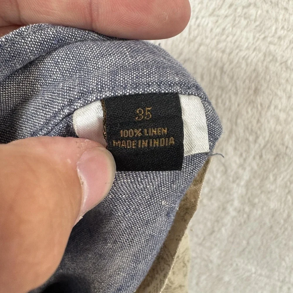 Jos. A. Bank Reserve Shorts Mens 35 Blue 11 In Inseam Linen Chino Casual Summer